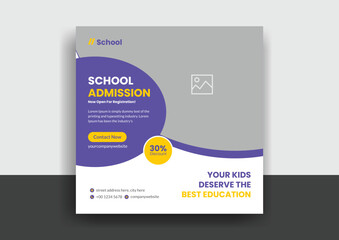 School education admission social media post & back to school web banner template