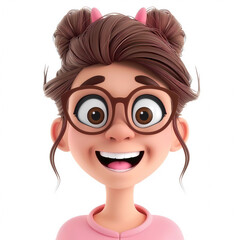 3d portraits of happy people on a white background. Cartoon characters women and girl, vector illustration