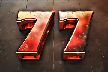 Number 77 in 3d style - obrazy, fototapety, plakaty