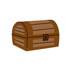 A modern simple illustration of a wooden treasure chest.