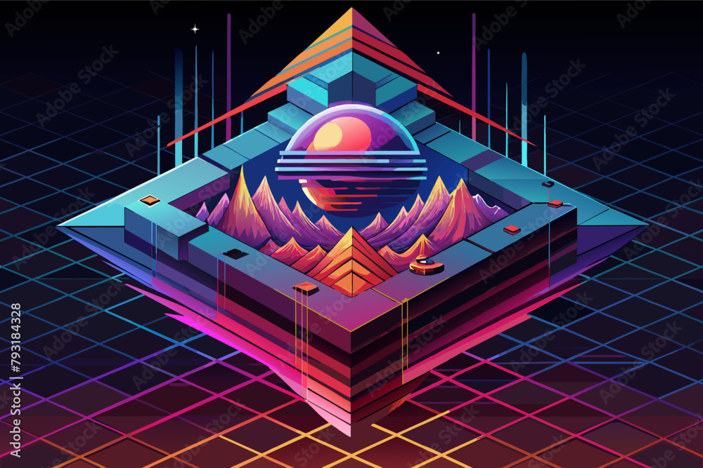 Aufkleber a captivating glitch effect applied to a geometric shape, creating a unique and distorted visual.