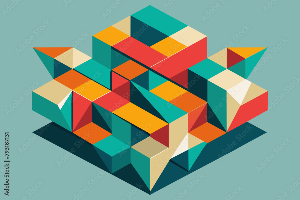 Leinwandbilder a classic geometric shape fragmented and reassembled in a playful and unexpected way.