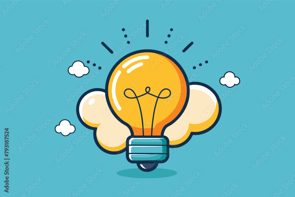 Aufkleber a classic light bulb icon with a thought bubble emanating from it, representing creativity and ideas