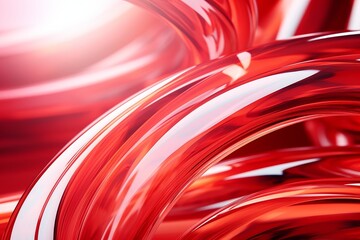 Abstract geometric red background with glass spiral tubes, flow clear fluid with dispersion and refraction effect, crystal composition of flexible twisted pipes, modern 3d wallpaper, design element 