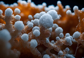 Fototapeta premium Mars Terraforming Process: Coral-Like Structures in a Contrasting Martian Landscape.