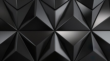 A close-up image of a geometric pattern with a sleek black metallic textured design