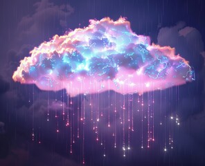 white cloud with neon light in the sky.