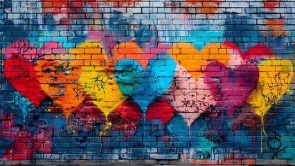 Colorful graffiti on urban brick wall symbolizes street culture and creative expression. Concept Urban Art, Street Culture, Creative Expression