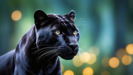 A Sleek Panther on a Blurred Bokeh Background