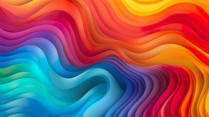 Fototapeta premium A visually striking pattern of smooth waves with a gradient of different vibrant colors conveying movement and energy