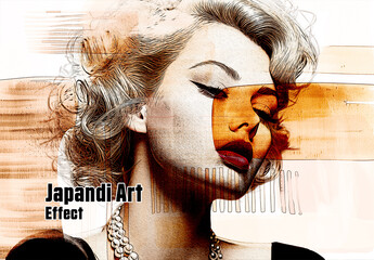 Japandi Art Effect with Ai Generative Backgrounds - obrazy, fototapety, plakaty