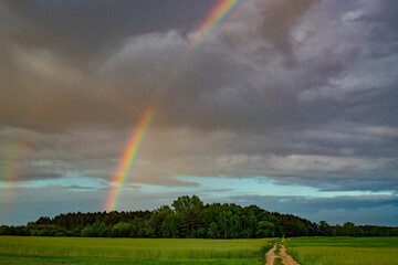rainbow over the fields