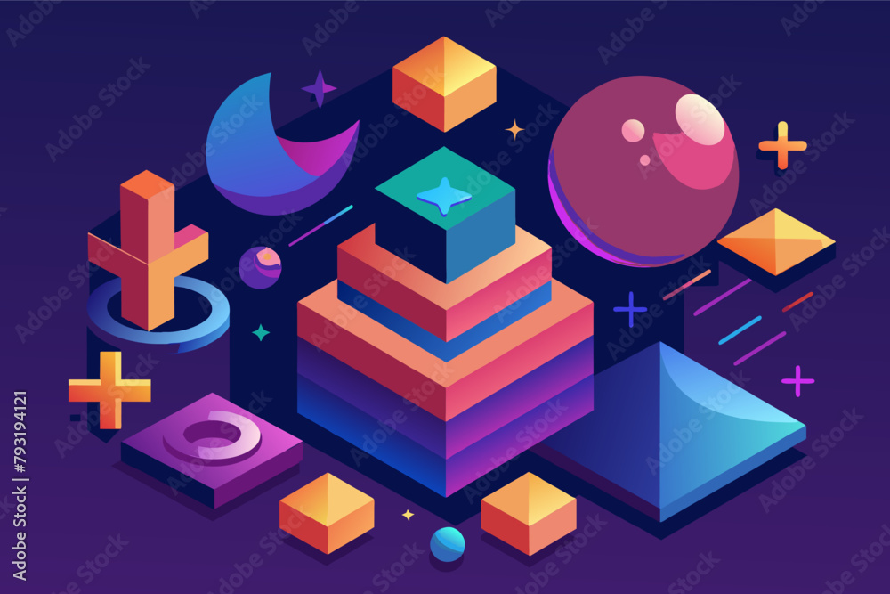 Poster add depth and dimension with gradient effects on shapes