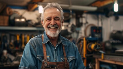 Retired mechanic in the workshop