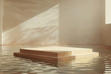  Abstract Podium on water surface, Ai Generated