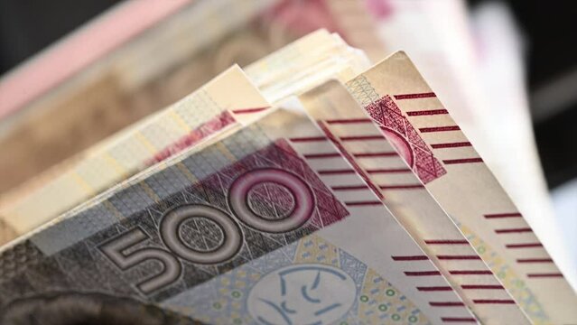 Five Hundred Polish Zloty Bill in Cash Counter