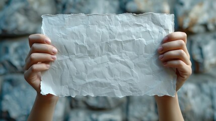A person holding a piece of paper in front of them, AI