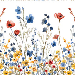 Colorful flowers on white canvas, a vibrant display of nature in creative arts