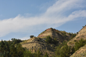 Colorful Geological Markers in the Hills in North Dakota