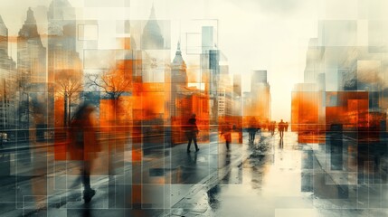 Fototapeta premium Urban Commuters in Abstract Rush Hour