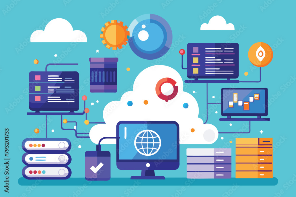 Poster computer balancing on cloud, local data storage optimization of internet devices and web application