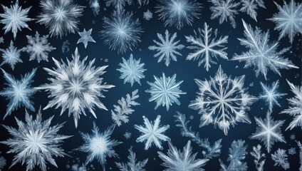 Array of Ice Crystal Shapes Background