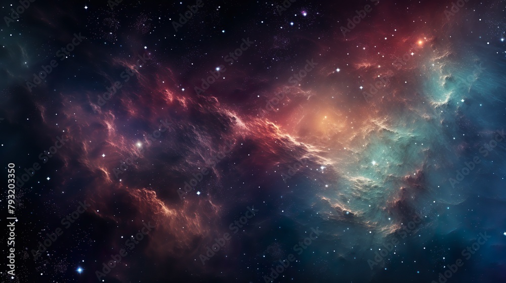 Canvas Prints stunning panoramic image showing vibrant interstellar clouds in space, conveying the scale of the ga
