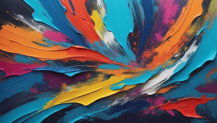 Bold Artistic Brushstrokes, Abstract Painting Color Texture. Contemporary Futuristic Design. Dynamic Multicolor Background.