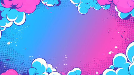Abstract halftone comics background - Modern design clouds in pop colors banner - 793204528