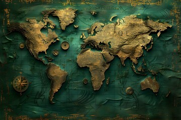 Colorful abstract map of the world splattered with vibrant paint.
