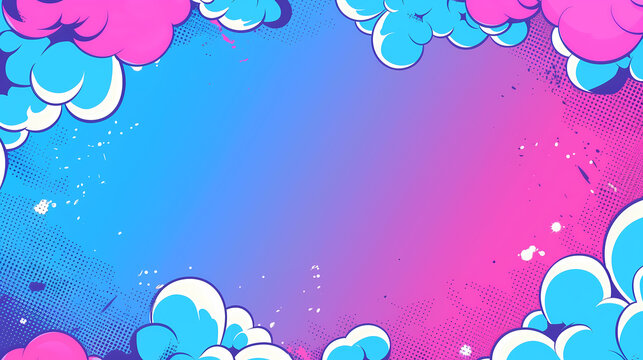 Abstract halftone comics background - Modern design clouds in pop colors banner