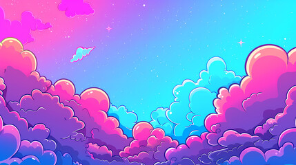 Abstract halftone comics background - Modern design clouds in pop colors banner - 793204756