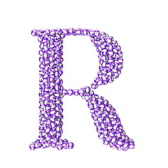 Symbol made of purple volleyballs. letter r