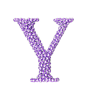 Symbol made of purple volleyballs. letter y