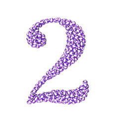 Symbol made of purple volleyballs. number 2