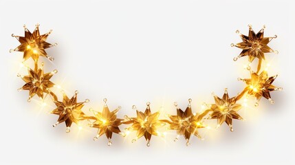 Obraz na płótnie Canvas This festive garland showcases elegant stars amidst twinkling lights on a bright background, illustrating the joy of the holiday season