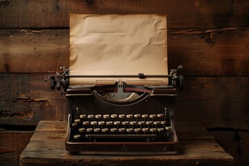 Fototapeta na wymiar Classic Typewriter with Blank Brown Paper