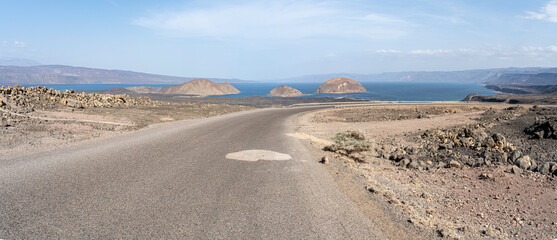 Fototapeta na wymiar Panorama of Crater salt lake Assal, Djibouti