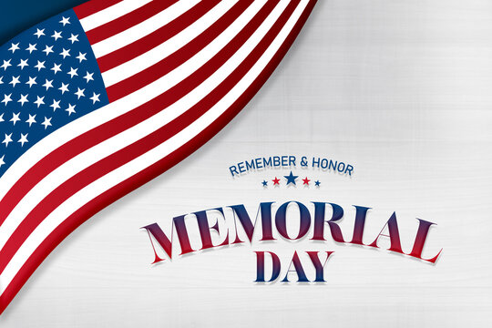 Memorial day respect and honor with united states flag background