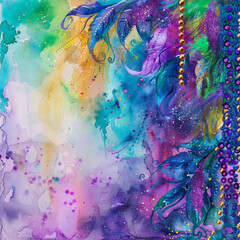 Abstract Painting With Purple, Blue, and Green Background