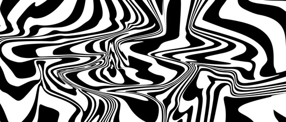 Optical Art with Twist Striped. Background Abstract Line Black and White Color. Swirl Hypnotic Pattern. Vector illustration.