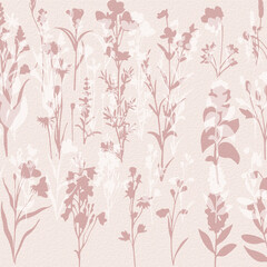 Delicate watercolor meadow flowers, botanical digital paper