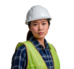 girl builder in hard hat isolated