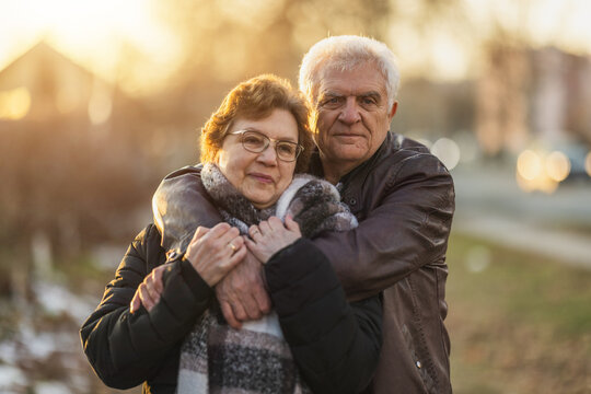 Senior Man and Woman Hugging Each Other