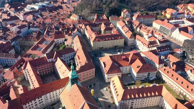 Aerial video of Graz city, Austria.