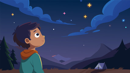 A child gazes up at the Milky Way mesmerized by the sight of countless ling stars during a special Junior Astronomer Night camping trip.
