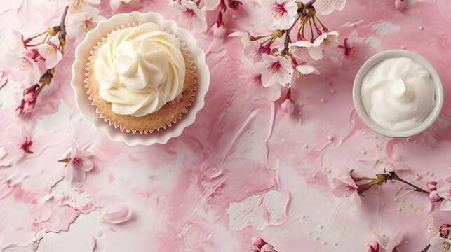 Delicious dessert background, pastry cupcake wallpaper for text