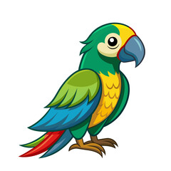 Obraz premium Tropical parrot bird cartoon style on white background