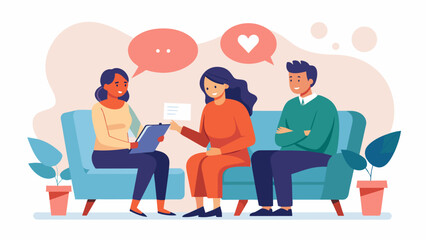 A couple in therapy discussing the impact of financial stress on their marriage and seeking help to improve their communication and support.