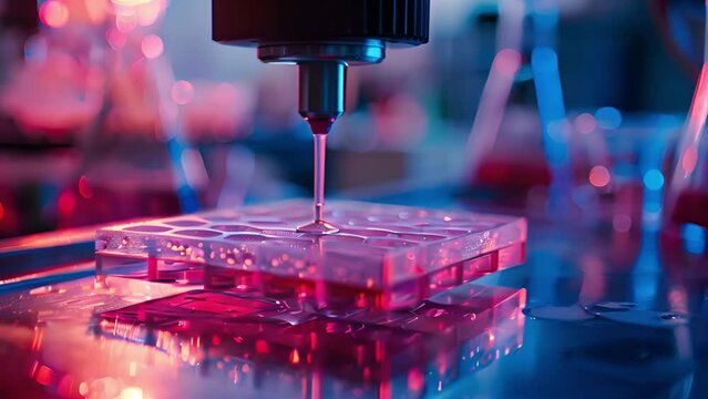 Precision Pipetting in a Biotechnology Lab at Dusk